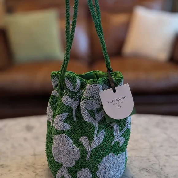 Kate Spade x Target Beaded Bucket Bag NWT NWT Kate Spade x Target Beaded Bucket Bag Blue/Green | eBay main image 2